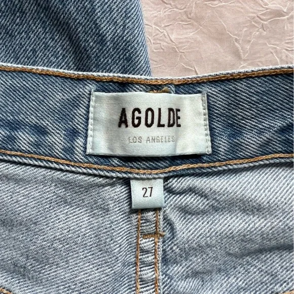 Agolde Blue Flare Wide Leg Jeans with Distressed Detailing - Picture 7 of 9